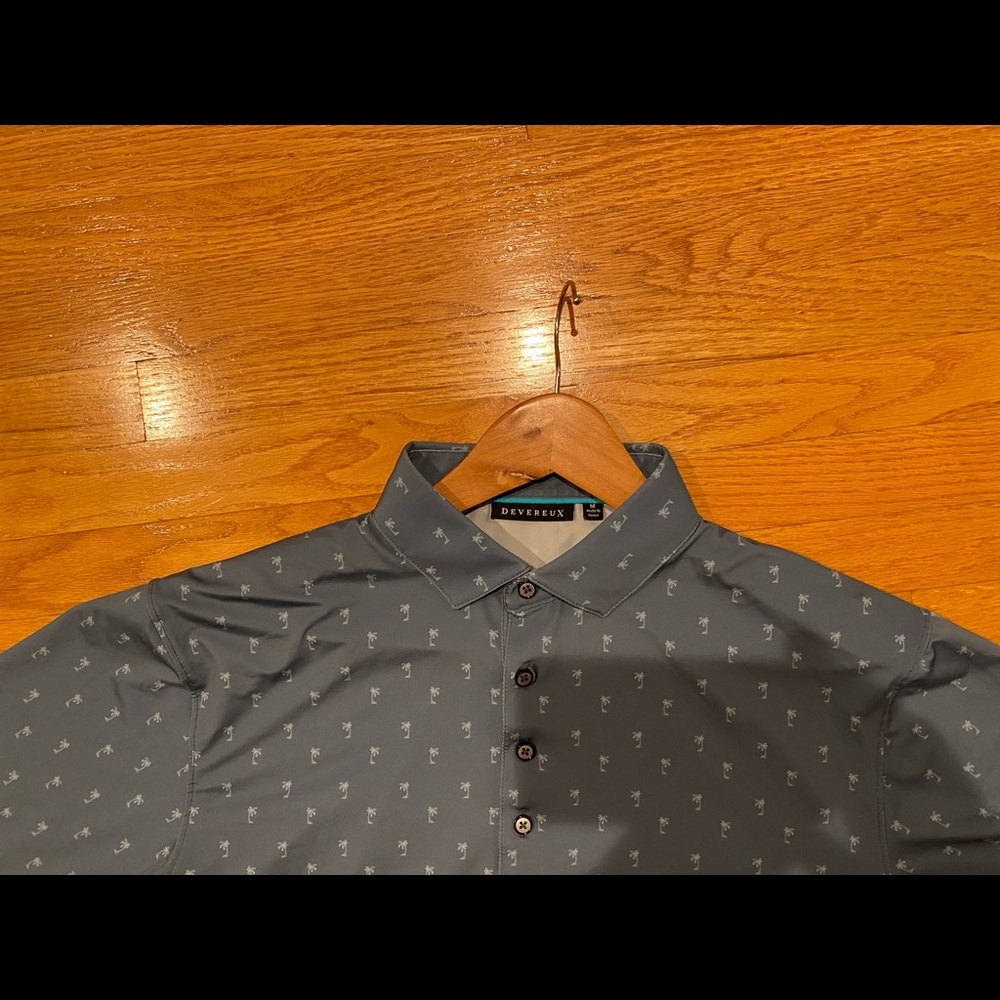 Devereux DVRX Golf Polo shirt - Size Medium - blue palm tree print - Picture 5 of 5